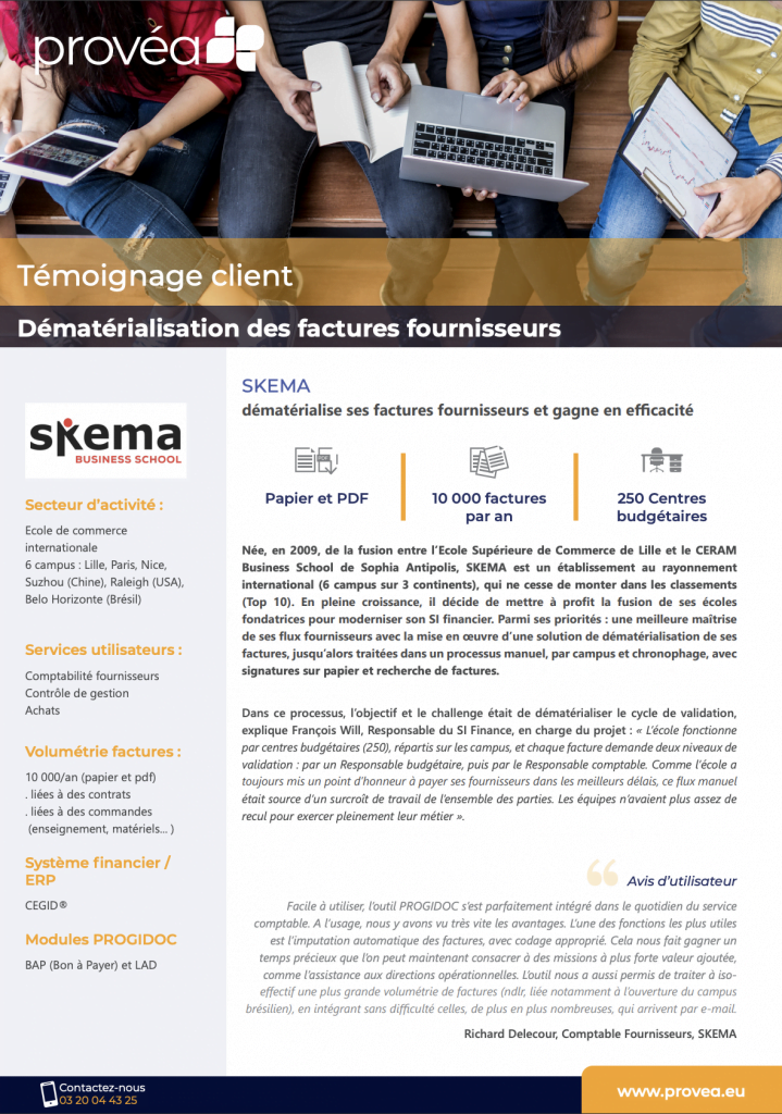 Dématérialisation de factures : temoignage skema